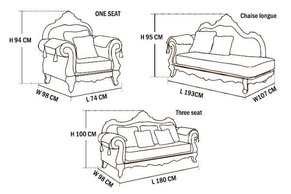 Dimensão do sofá de couro euro B009 