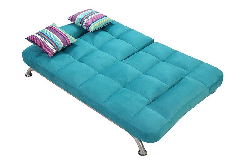  Sofá-cama de tecido com estrutura metálica